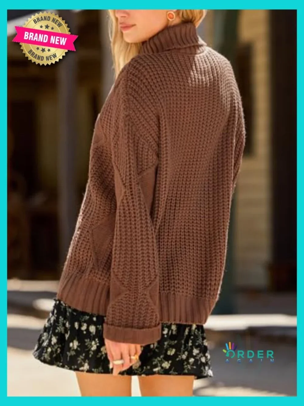 Womens Turtleneck Chunky Knit Sweater High Neck Cable Knit Pullover Oversized